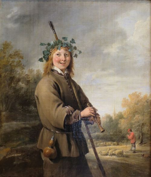 Painting of a shepherd with a recorder