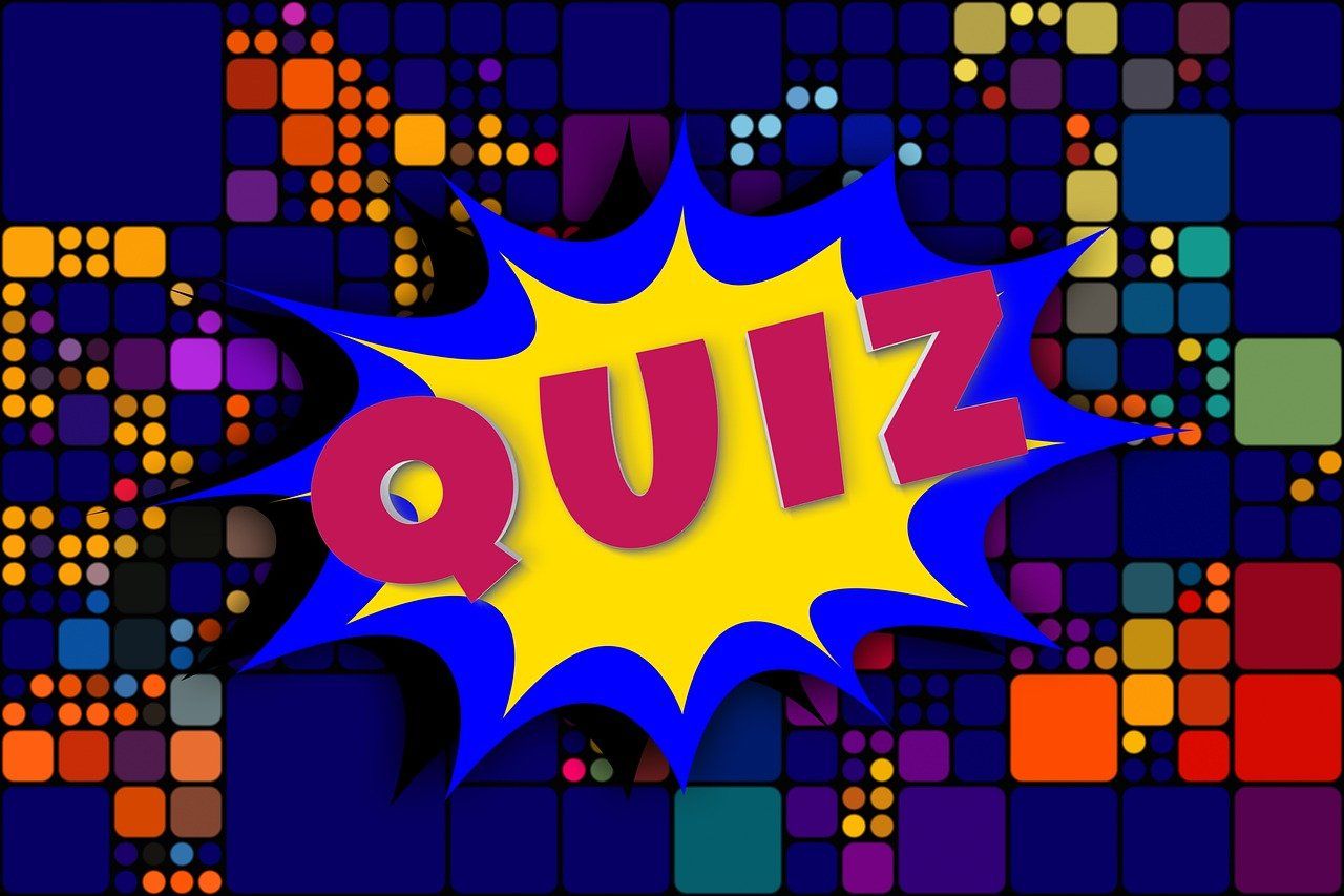 Multicoloured graphic saying 'Quiz'