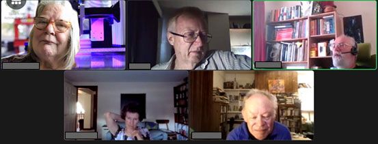 a screenshot of 5 people on a zoom call